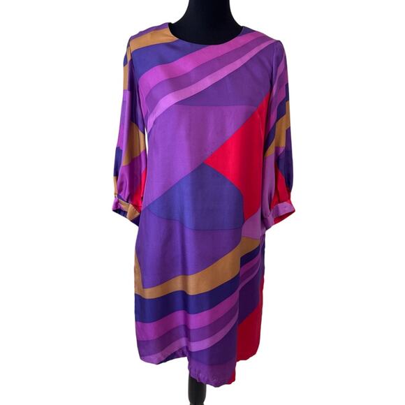 FRENCH CONNECTION Women’s Purple Red Geometric Print Shift Dress Size 4 - Picture 1 of 6